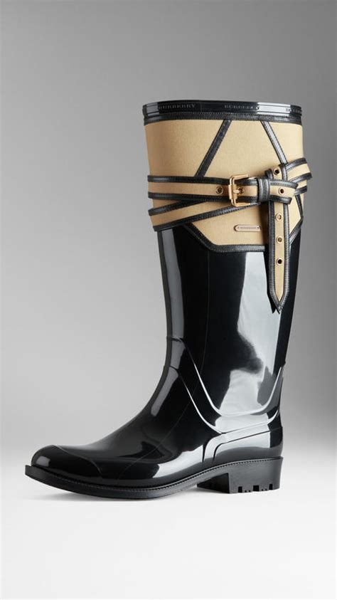 burberry belted leather detail rain boots|Burberry rain boots clearance.